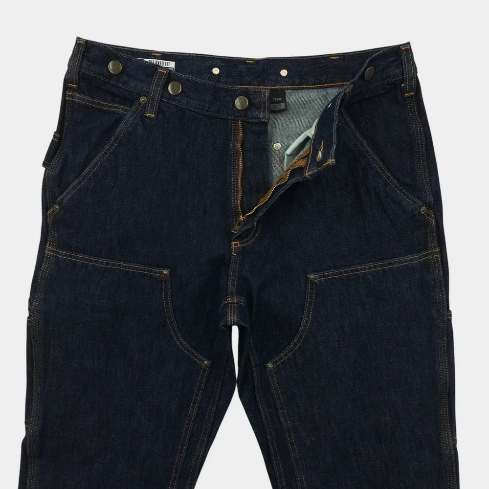 Carhartt Rugged Relaxed Fit Double Front Utility Logger Jeans Dark Wash 33x27